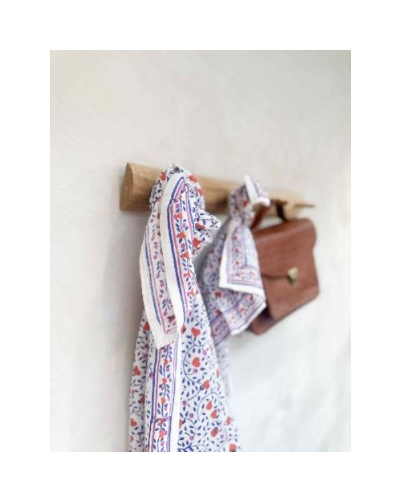 Foulard en coton indien 100 cm – Petits cœurs bleu roi et rouge