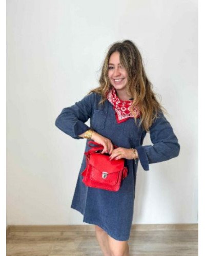 Foulard en coton indien 50 cm – Motif cœur rouge