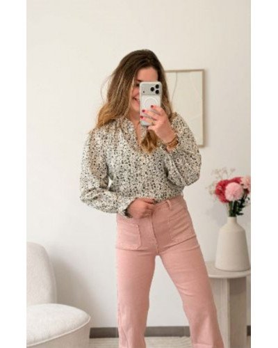 Chemisier fleuri bleu marine