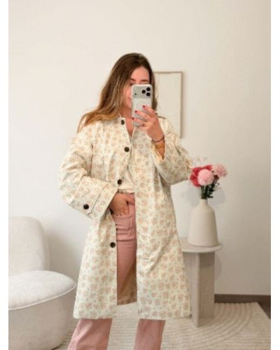 Imper long à fleurs - Capuche reversible