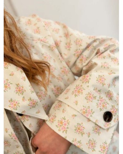 Imper long à fleurs - Capuche reversible