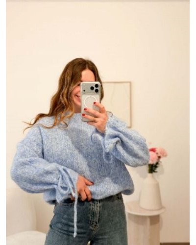 Pull bleu ciel maille