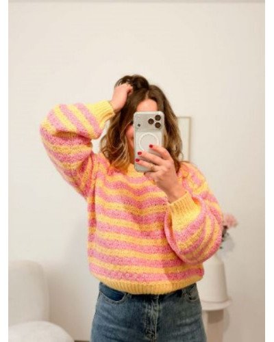 Pull à rayures Sacha - Rose et jaune
