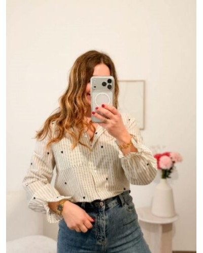 Blouse à rayures bleu marine – Petit cœur brodé (In April 1986)