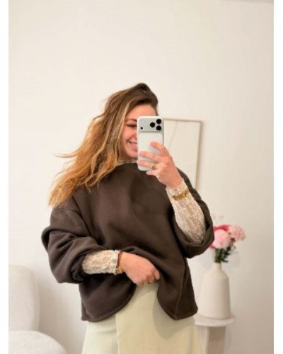 Sweat marron oversize “MOMMY” – confortable et tendance