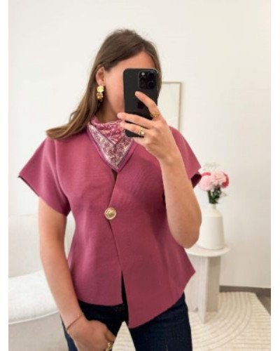 Top croisé - Vieux rose