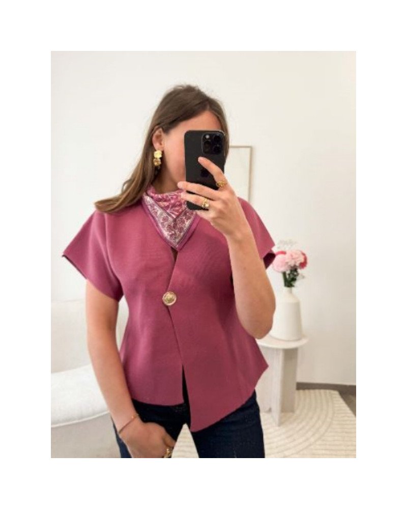 Top croisé - Vieux rose