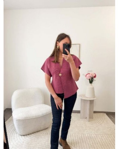 Top croisé - Vieux rose