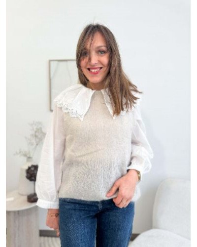 Pull sans manche beige