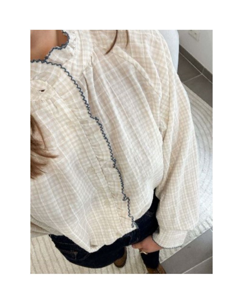 Chemise à carreaux - Beige
