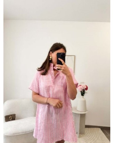 Robe rayée rose