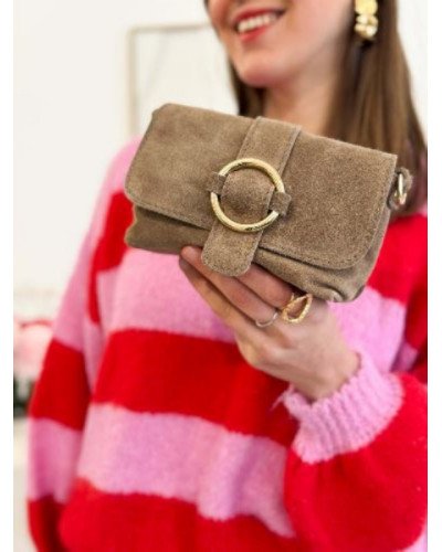 Sac anneau en daim - Taupe