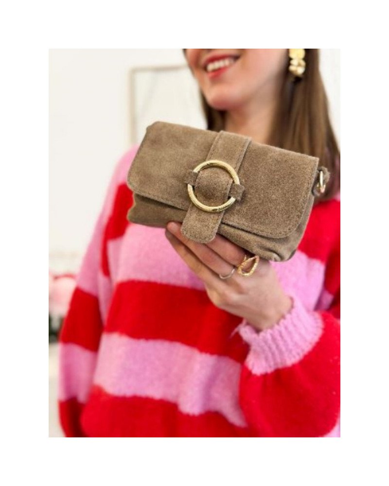 Sac anneau en daim - Taupe