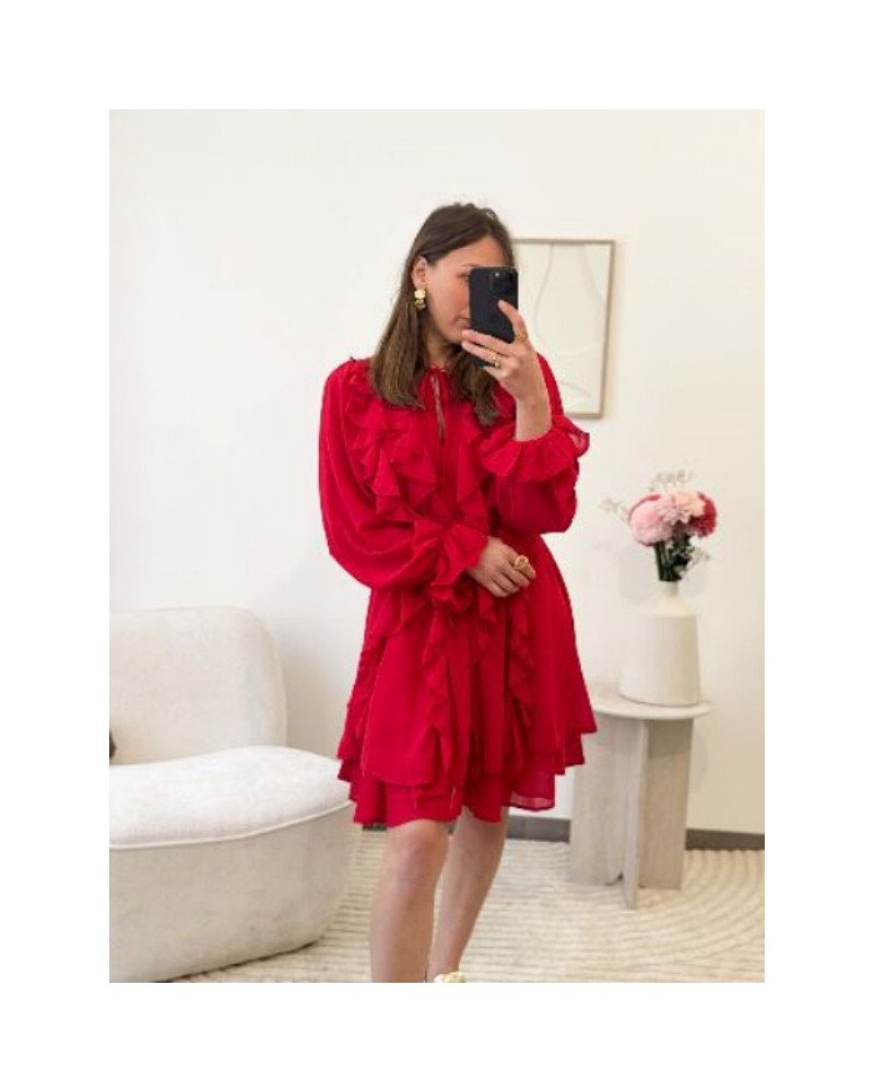 Robe à volants - Rouge