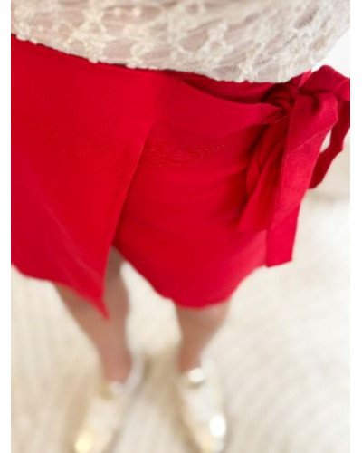 Jupe short lin - Rouge