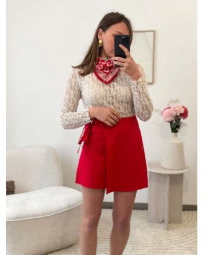 Jupe short lin - Rouge