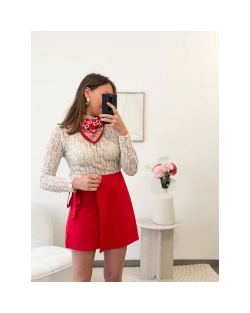 Jupe short lin - Rouge