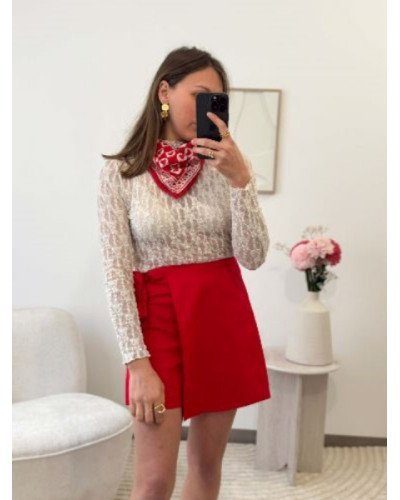 Jupe short lin - Rouge