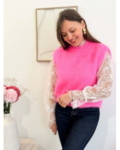 Pull manches courtes - Fushia