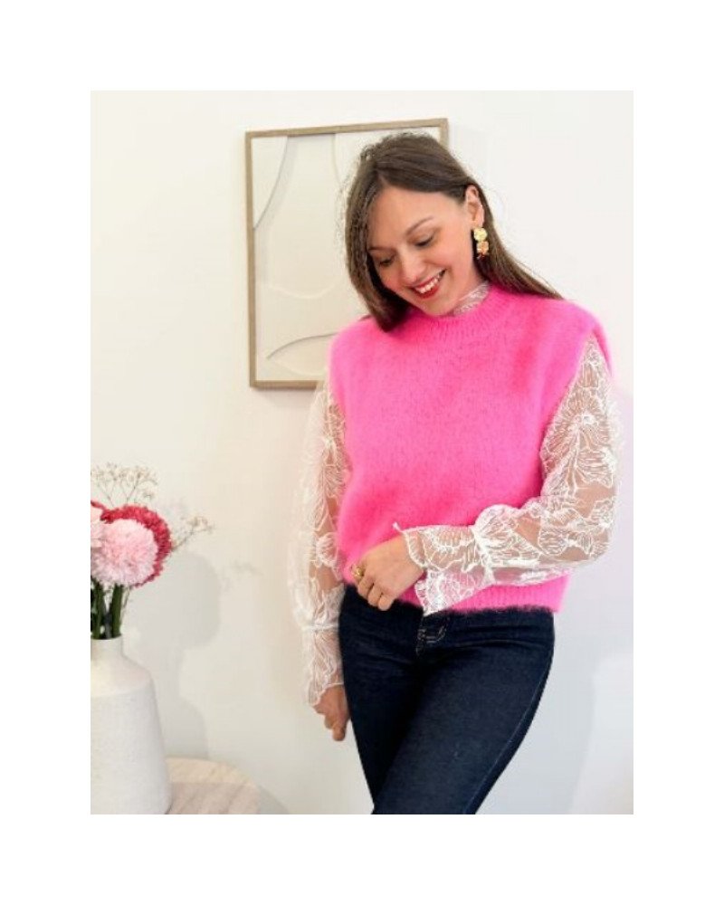 Pull manches courtes - Fushia