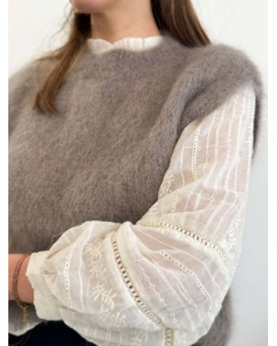 Pull manches courtes - Taupe