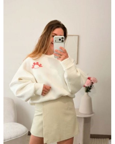 Sweat ICONIC - Blanc et rose orange