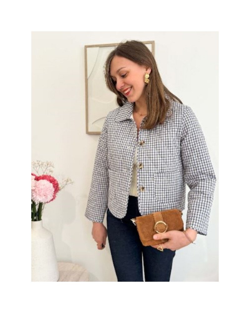 Veste vichy bleu marine