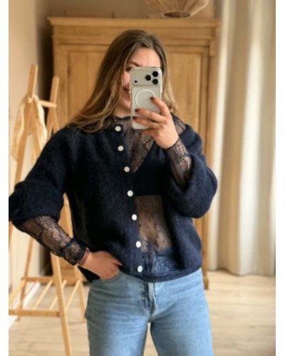 Haut dentelle - Bleu marine