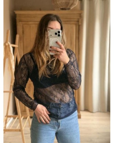 Haut dentelle - Bleu marine