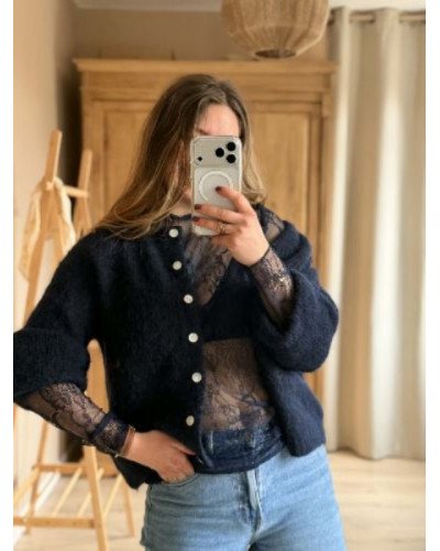 Haut dentelle - Bleu marine