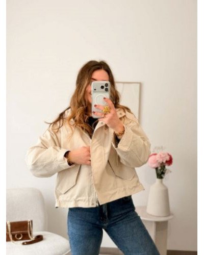 Veste courte à doublure carreaux