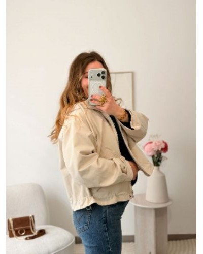 Veste courte à doublure carreaux