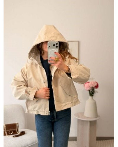 Veste courte à doublure carreaux