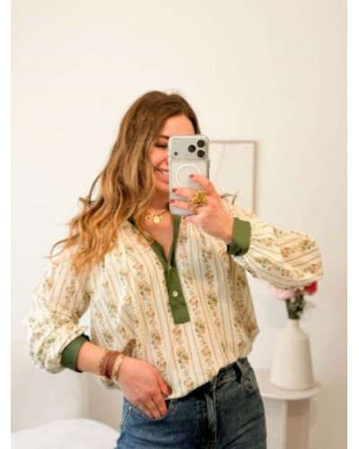 Blouse fleurie - Vintage vert