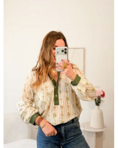 Blouse fleurie - Vintage vert