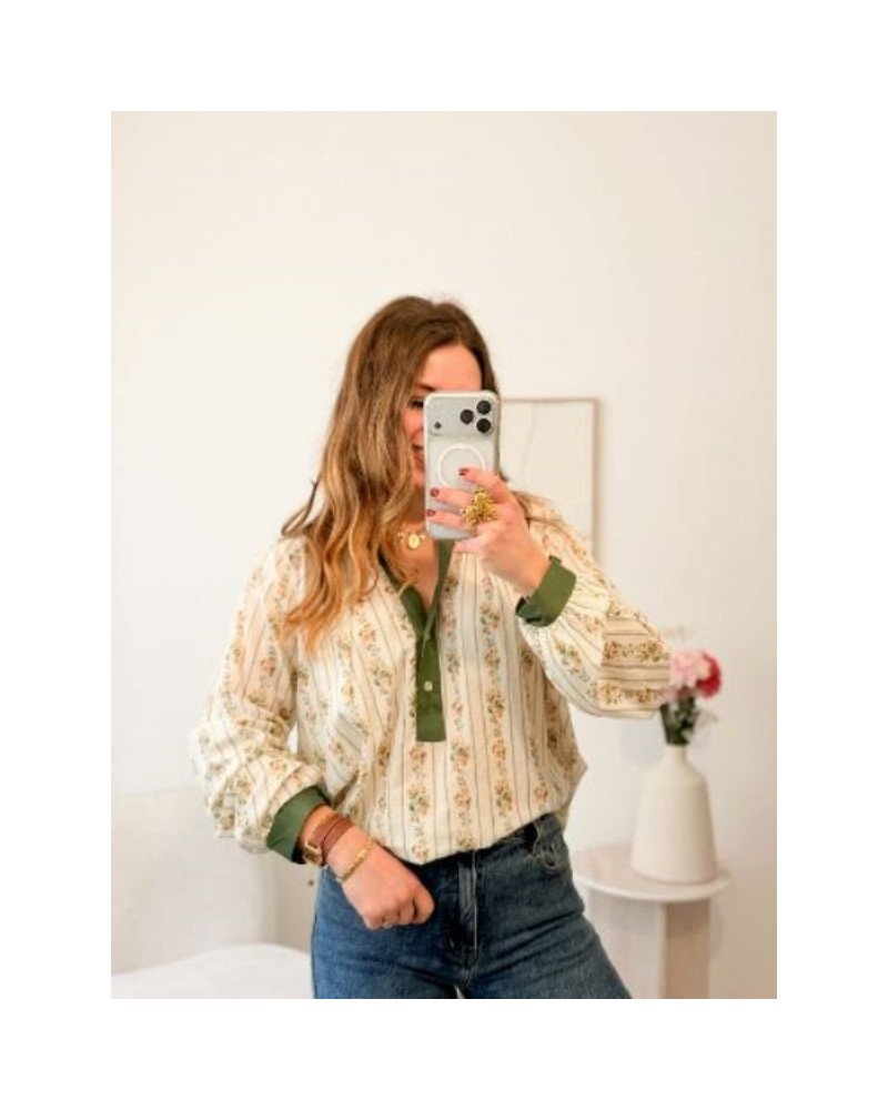 Blouse fleurie - Vintage vert