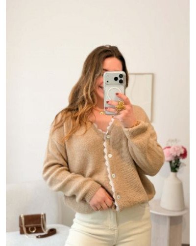 Gilet taupe dentelle 