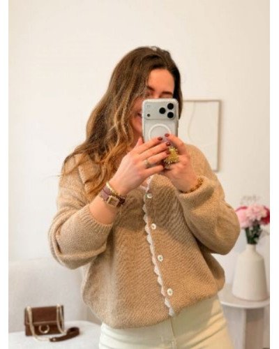 Gilet taupe dentelle 