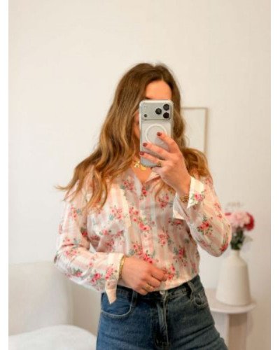 Chemisier rayé rose