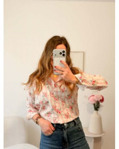 Chemisier rayé rose