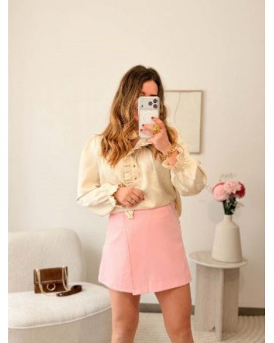 Jupe-short asymétrique - Rose pastel