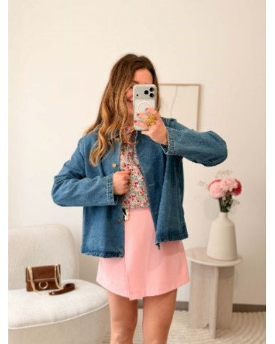 Jupe-short asymétrique - Rose pastel