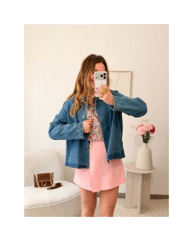 Jupe-short asymétrique - Rose pastel