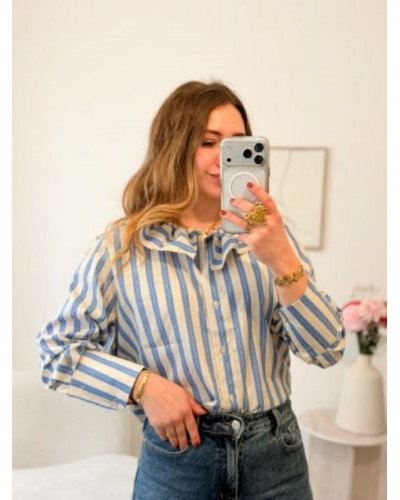 Chemise à rayures - Bleu et jaune