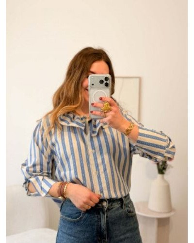 Chemise à rayures - Bleu et jaune