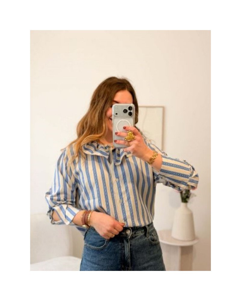 Chemise à rayures - Bleu et jaune