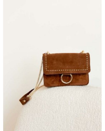 Sac en daim clouté - Marron