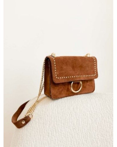 Sac en daim clouté - Marron