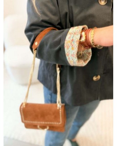 Sac en daim clouté - Marron