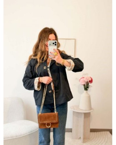 Sac en daim clouté - Marron